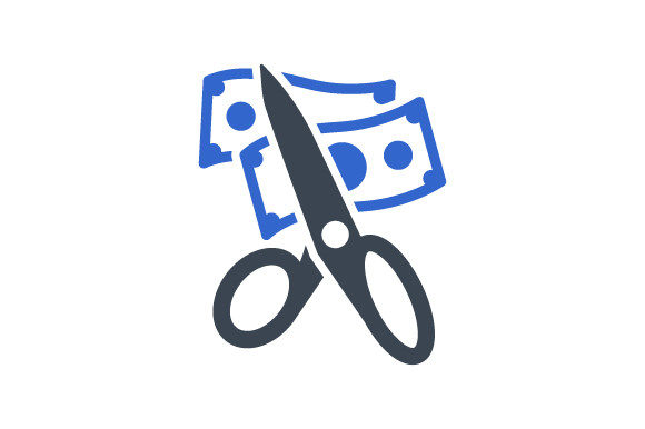 Cost Minimize Icon: A Modern Graphic Design Asset for Clean Content