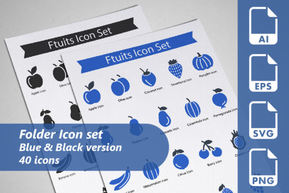 Fruit Icon Set Graphics for Modern Web Design