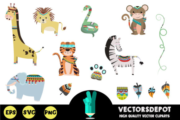 Woodland BOHO Tribal Animals Graphics for Crafting
